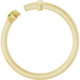 14K Gold Round Natural Peridot Negative Space Cross Ring - Yellow Gold - view 2