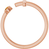 14K Gold Round Natural Citrine Negative Space Cross Ring - Rose Gold - view 2