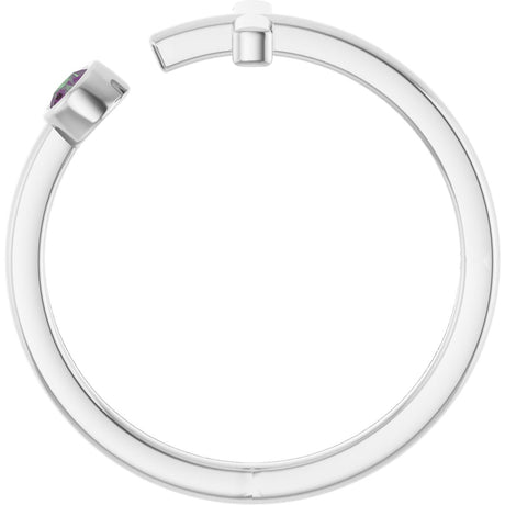 Platinum Round Lab-Grown Alexandrite Negative Space Cross Ring - view 2