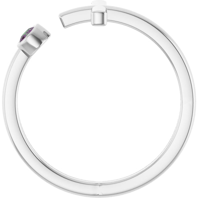 Platinum Round Lab-Grown Alexandrite Negative Space Cross Ring - view 2