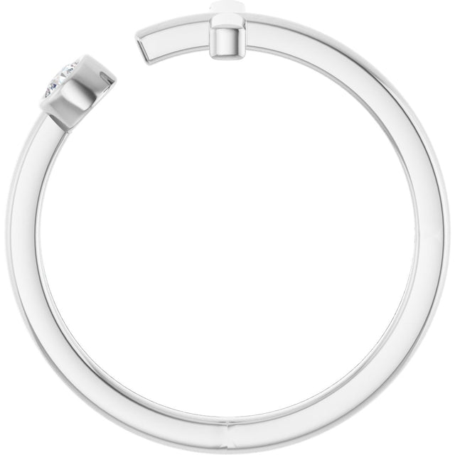 14K Gold Round Natural Diamond Negative Space Cross Ring – 2.5mm Stones - White Gold - view 2