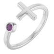 Platinum Round Lab-Grown Alexandrite Negative Space Cross Ring