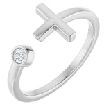 Platinum Round Natural Diamond Negative Space Cross Ring – 2.5mm Stones