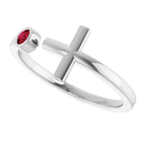 Platinum Round Natural Ruby Negative Space Cross Ring - view 5