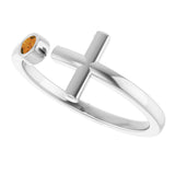 Platinum Round Natural Citrine Negative Space Cross Ring - view 5