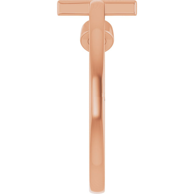 14K Gold Round Natural Pink Tourmaline Negative Space Cross Ring - Rose Gold - view 4