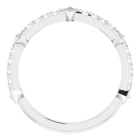 Platinum Round Natural Diamond Accented Stackable Ring – 1.5mm Stones - view 2