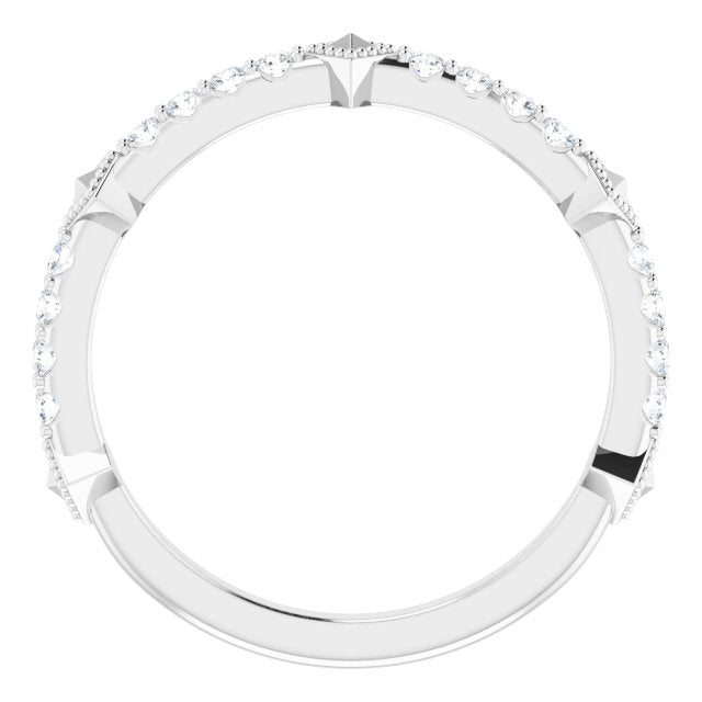 Platinum Round Natural Diamond Accented Stackable Ring – 1.5mm Stones - view 2