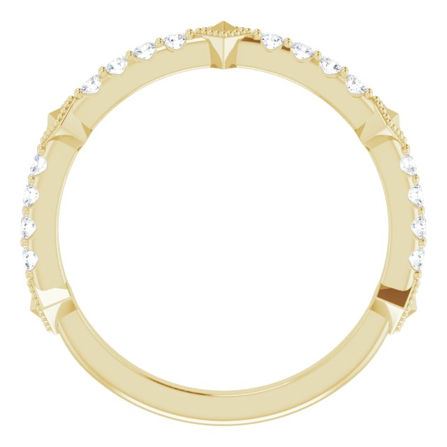 14K Gold Round Natural Diamond Accented Stackable Ring – 1.5mm Stones - Yellow Gold - view 2