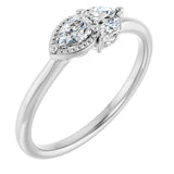 14K Gold Pear Natural Diamond Accented Ring – 5x3mm - White Gold