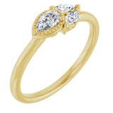 14K Gold Pear Natural Diamond Accented Ring – 5x3mm - Yellow Gold