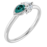 Platinum Pear Lab-Grown Alexandrite Accented Ring