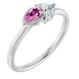 14K Gold Pear Natural Pink Sapphire Accented Ring - White Gold