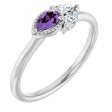 Platinum Pear Natural Amethyst Accented Ring