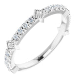 Platinum Round Natural Diamond Accented Stackable Ring – 1.5mm Stones