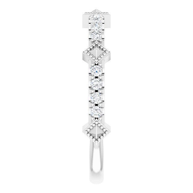 Platinum Round Natural Diamond Accented Stackable Ring – 1.5mm Stones - view 4