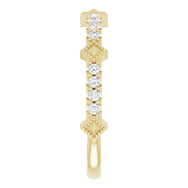 14K Gold Round Natural Diamond Accented Stackable Ring – 1.5mm Stones - Yellow Gold - view 4