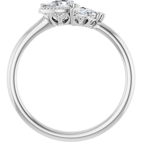 14K Gold Pear Natural White Sapphire Accented Ring - view 2