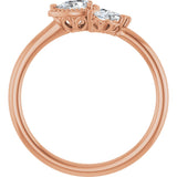 14K Gold Pear Natural Diamond Accented Ring – 5x3mm - Rose Gold - view 2
