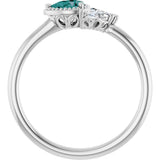 Platinum Pear Lab-Grown Alexandrite Accented Ring - view 2
