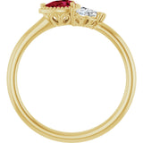 14K Gold Pear Natural Ruby Accented Ring - Yellow Gold - view 2