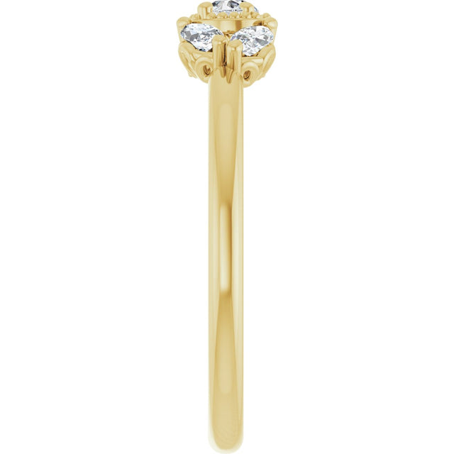 14K Gold Pear Natural Diamond Accented Ring – 5x3mm - Yellow Gold - view 4