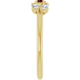 14K Gold Pear Natural Mozambique Garnet Accented Ring - Yellow Gold - view 4