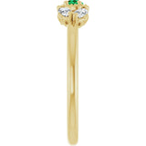 14K Gold Pear Natural Emerald Accented Ring - Yellow Gold - view 4