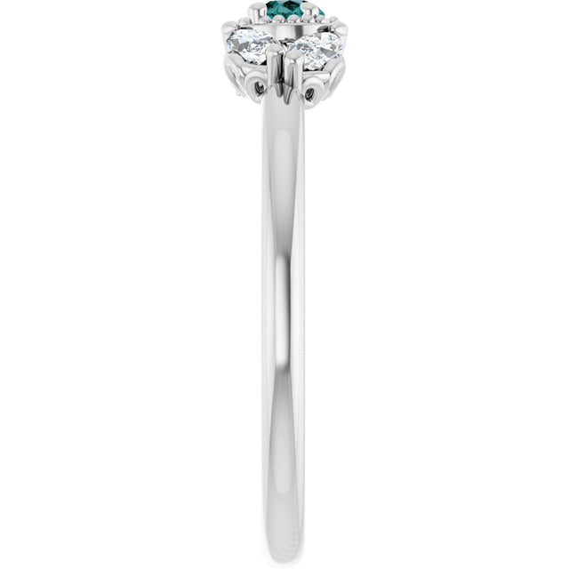 Platinum Pear Lab-Grown Alexandrite Accented Ring - view 4