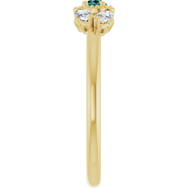 14K Gold Pear Lab-Grown Alexandrite Accented Ring - Yellow Gold - view 4