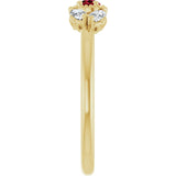 14K Gold Pear Natural Ruby Accented Ring - Yellow Gold - view 4