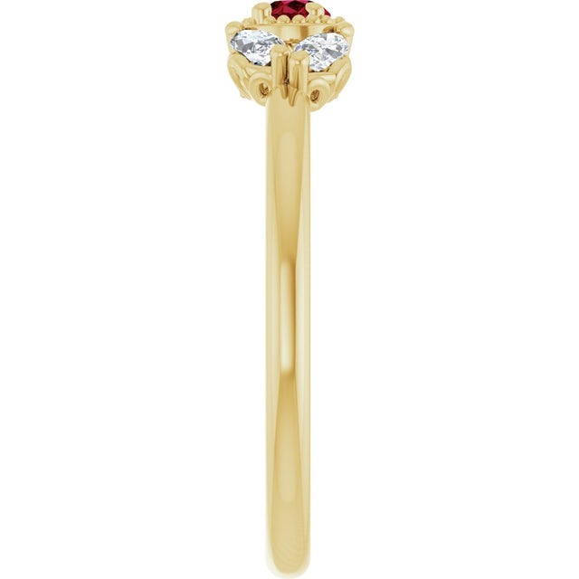14K Gold Pear Natural Ruby Accented Ring - Yellow Gold - view 4