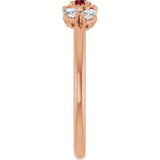 14K Gold Pear Natural Ruby Accented Ring - Rose Gold - view 4