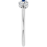 14K Gold Pear Lab-Grown Blue Sapphire Accented Ring - view 4
