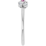 14K Gold Pear Natural Pink Sapphire Accented Ring - White Gold - view 4