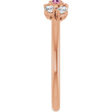 14K Gold Pear Natural Pink Sapphire Accented Ring - Rose Gold - view 4