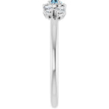 Platinum Pear Natural Aquamarine Accented Ring - view 4