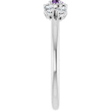 14K Gold Pear Natural Amethyst Accented Ring - White Gold - view 4