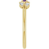 14K Gold Pear Natural Amethyst Accented Ring - Yellow Gold - view 4