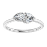 14K Gold Pear Natural White Sapphire Accented Ring - view 3
