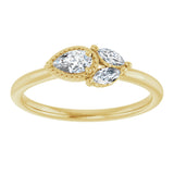 14K Gold Pear Natural Diamond Accented Ring – 5x3mm - Yellow Gold - view 3