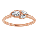 14K Gold Pear Natural Diamond Accented Ring – 5x3mm - Rose Gold - view 3