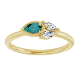 14K Gold Pear Lab-Grown Alexandrite Accented Ring - Yellow Gold - view 3