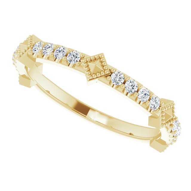 14K Gold Round Natural Diamond Accented Stackable Ring – 1.5mm Stones - Yellow Gold - view 5
