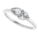 14K Gold Pear Natural White Sapphire Accented Ring - view 5