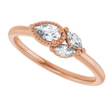 14K Gold Pear Natural Diamond Accented Ring – 5x3mm - Rose Gold - view 5