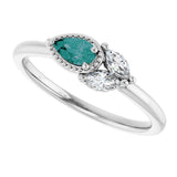 Platinum Pear Lab-Grown Alexandrite Accented Ring - view 5