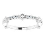 Platinum Round Natural Diamond Accented Stackable Ring – 1.5mm Stones - view 3