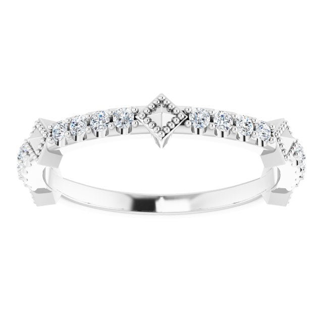 Platinum Round Natural Diamond Accented Stackable Ring – 1.5mm Stones - view 3
