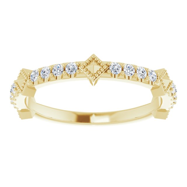 14K Gold Round Natural Diamond Accented Stackable Ring – 1.5mm Stones - Yellow Gold - view 3